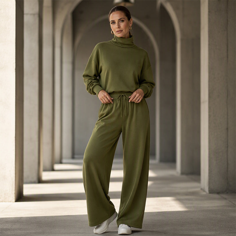 Ninon - Ensemble femme deux pièces avec col montant et pantalon fluide