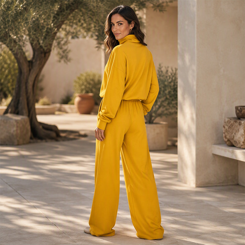Ninon - Ensemble femme deux pièces avec col montant et pantalon fluide
