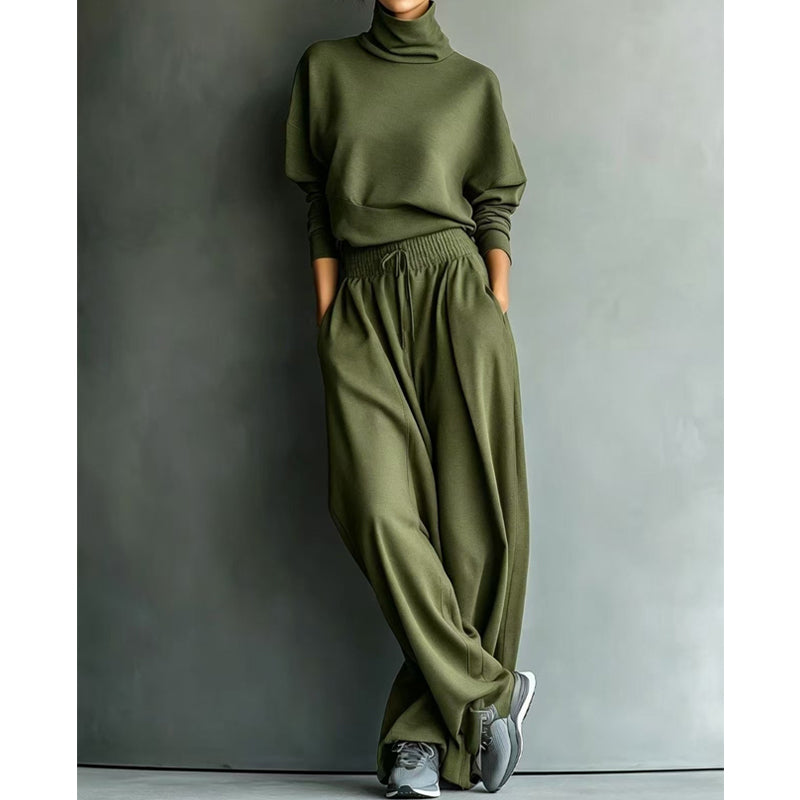 Ninon - Ensemble femme deux pièces avec col montant et pantalon fluide