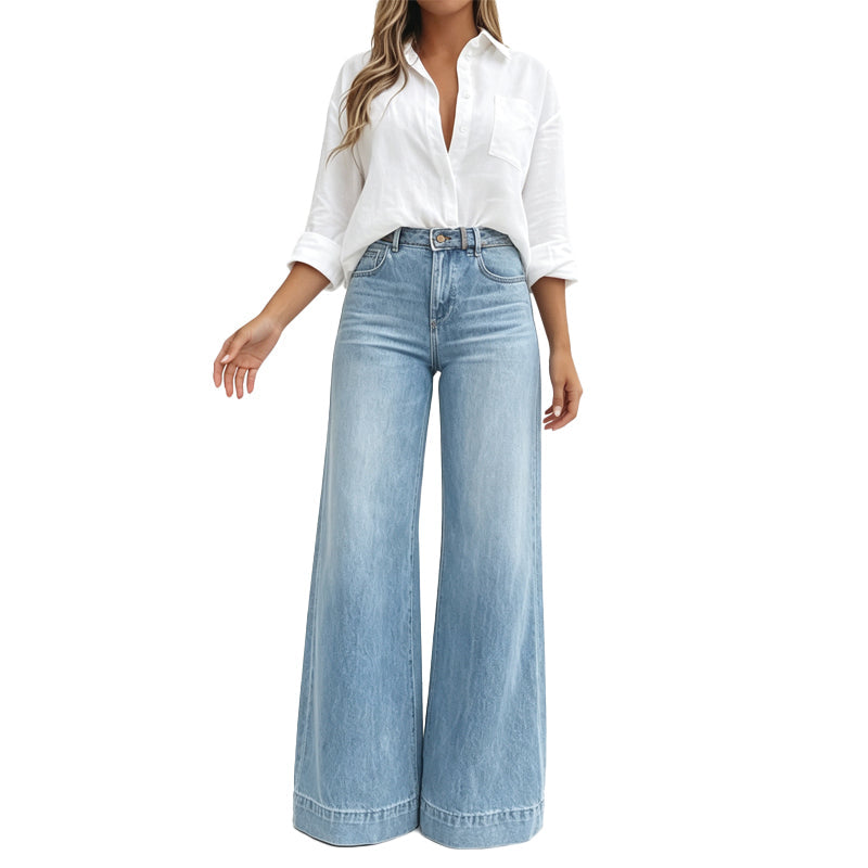 Joosje - Jean femme taille haute à jambes larges