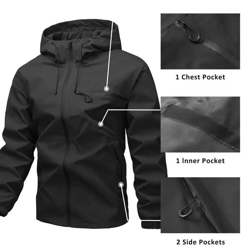 Leon - Veste imperméable homme avec poches multiples