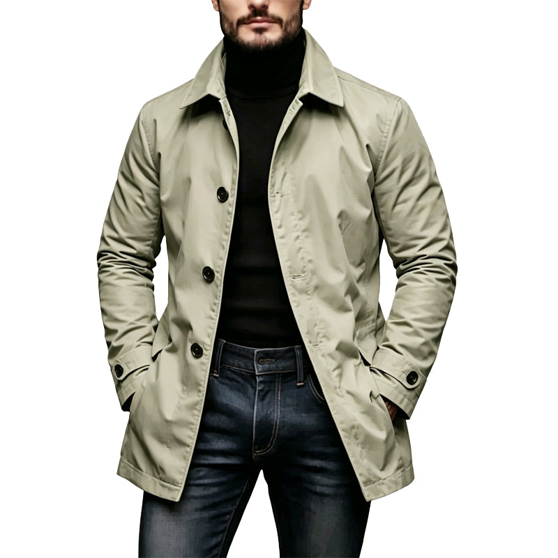 Christian - Trench homme imperméable mi-long au style urbain