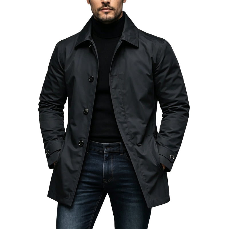 Christian - Trench homme imperméable mi-long au style urbain