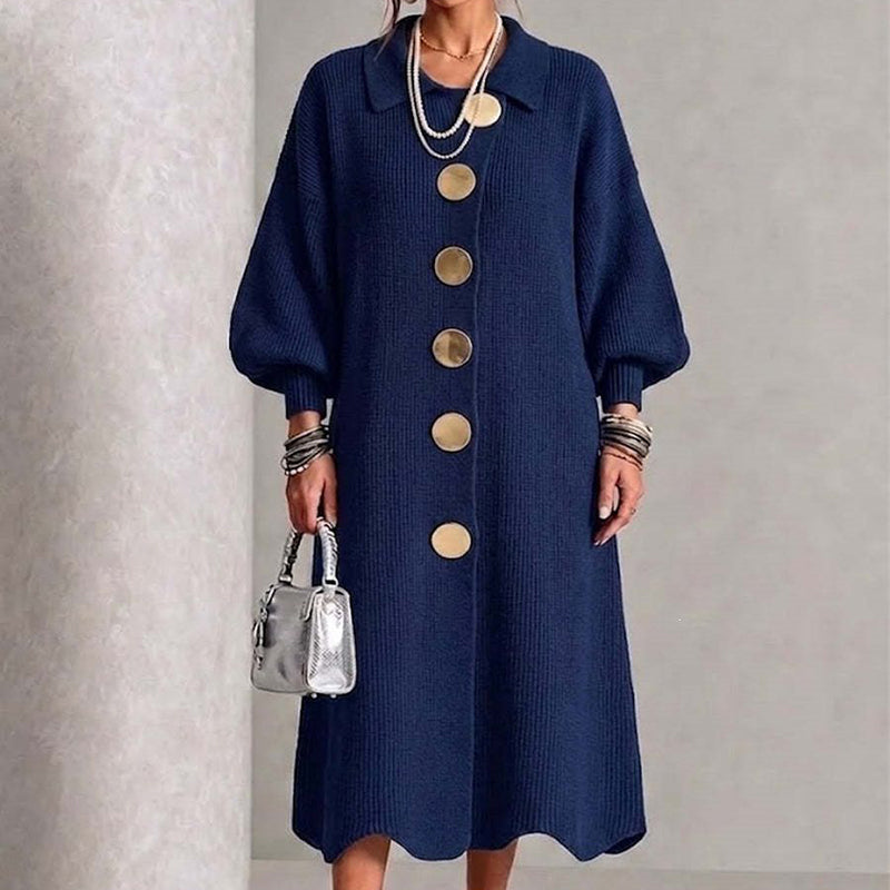 Edwige - Robe longue femme en maille côtelée