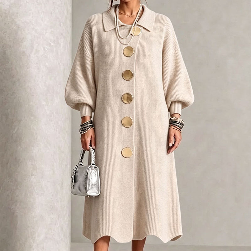 Edwige - Robe longue femme en maille côtelée