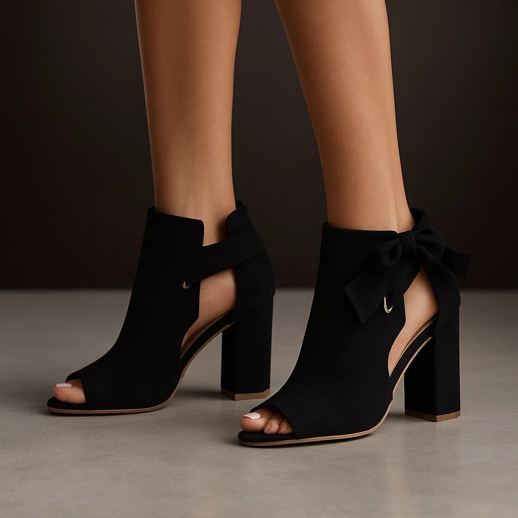Ophalyra - Sandales à Talons Carrés avec Nœud Élégant et Bout Ouvert