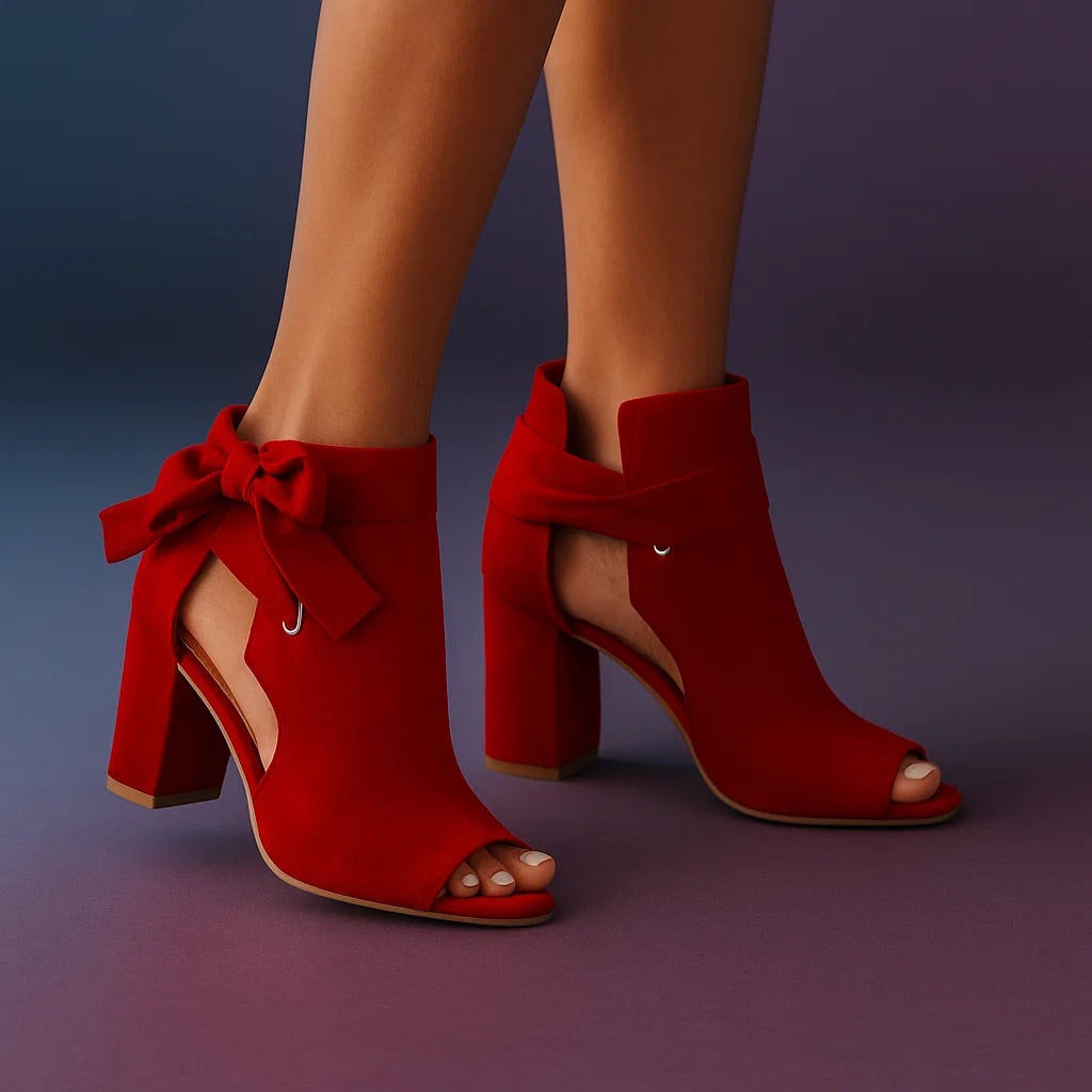 Ophalyra - Sandales à Talons Carrés avec Nœud Élégant et Bout Ouvert