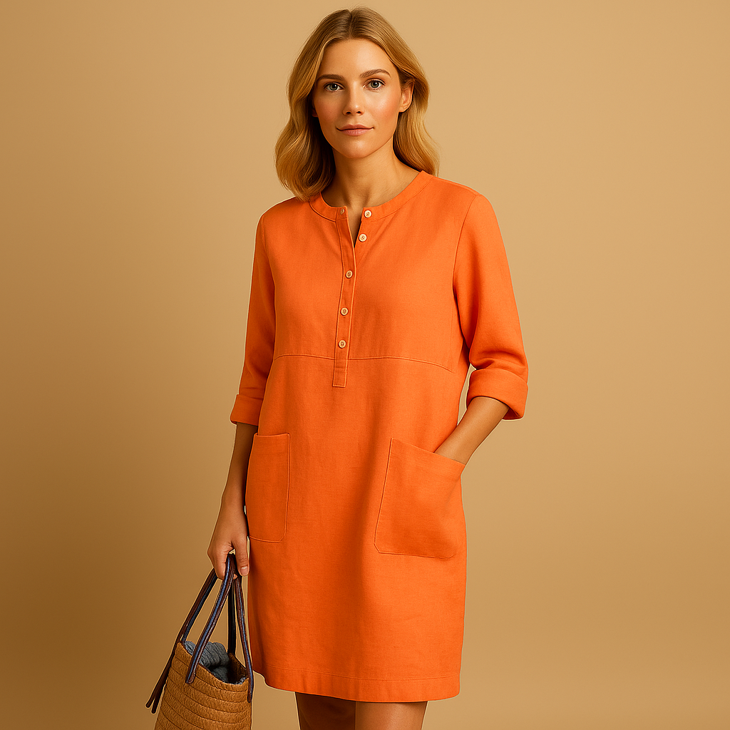 Elena - Long Dress with Buttons and Pockets for Women