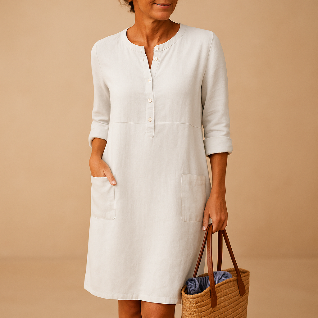 Elena - Long Dress with Buttons and Pockets for Women
