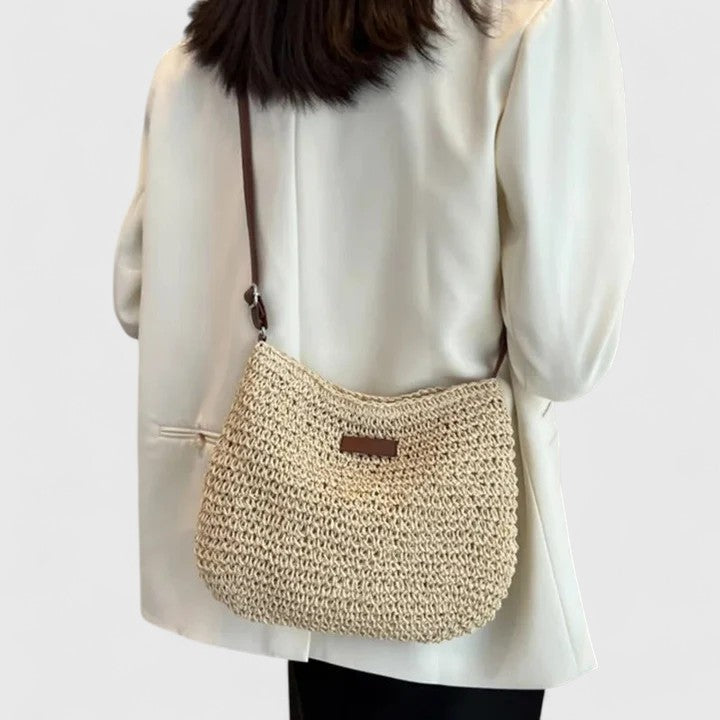 Mirelina - Sac femme bandoulière raphia tressé style boho naturel