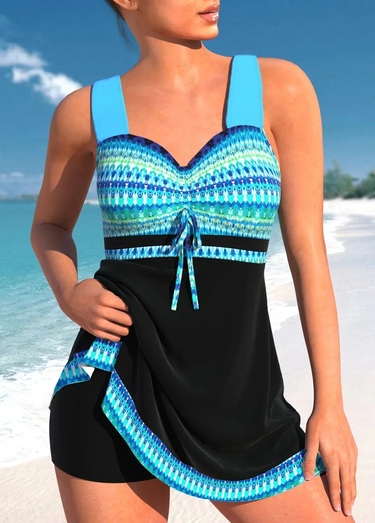 Gavorelle - Maillot de bain femme tankini imprimé avec short intégré