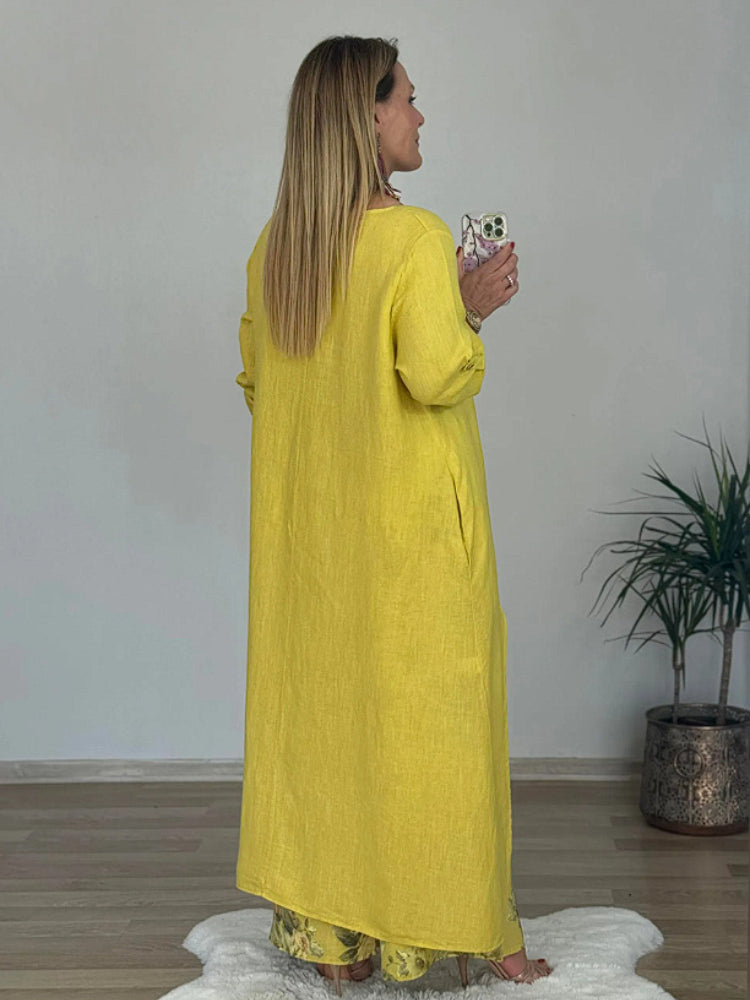 Ulina - Ensemble Décontracté avec Top Irrégulier et Pantalon à Jambes Larges