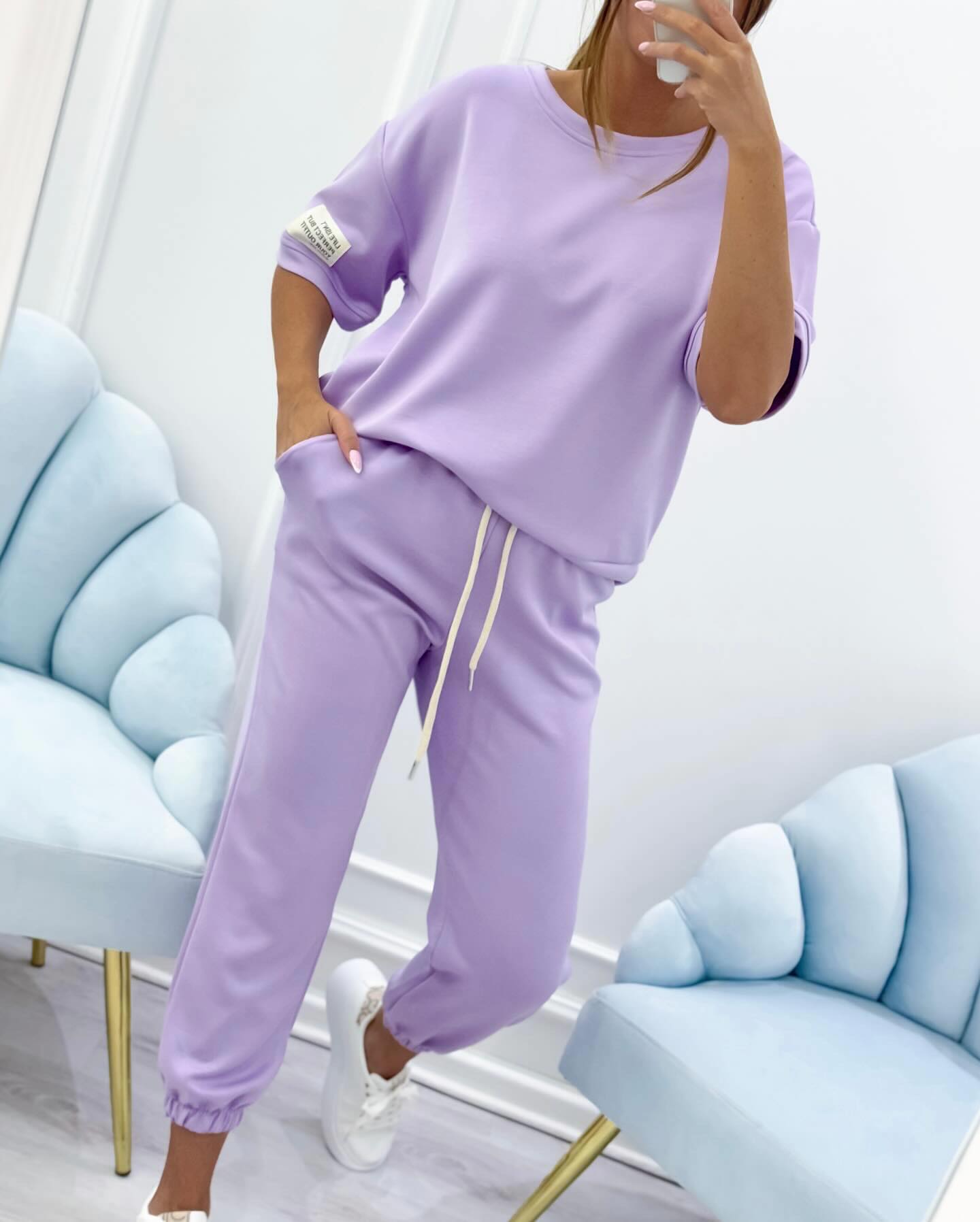 Lola - Ensemble décontracté pour femme avec top uni et pantalon