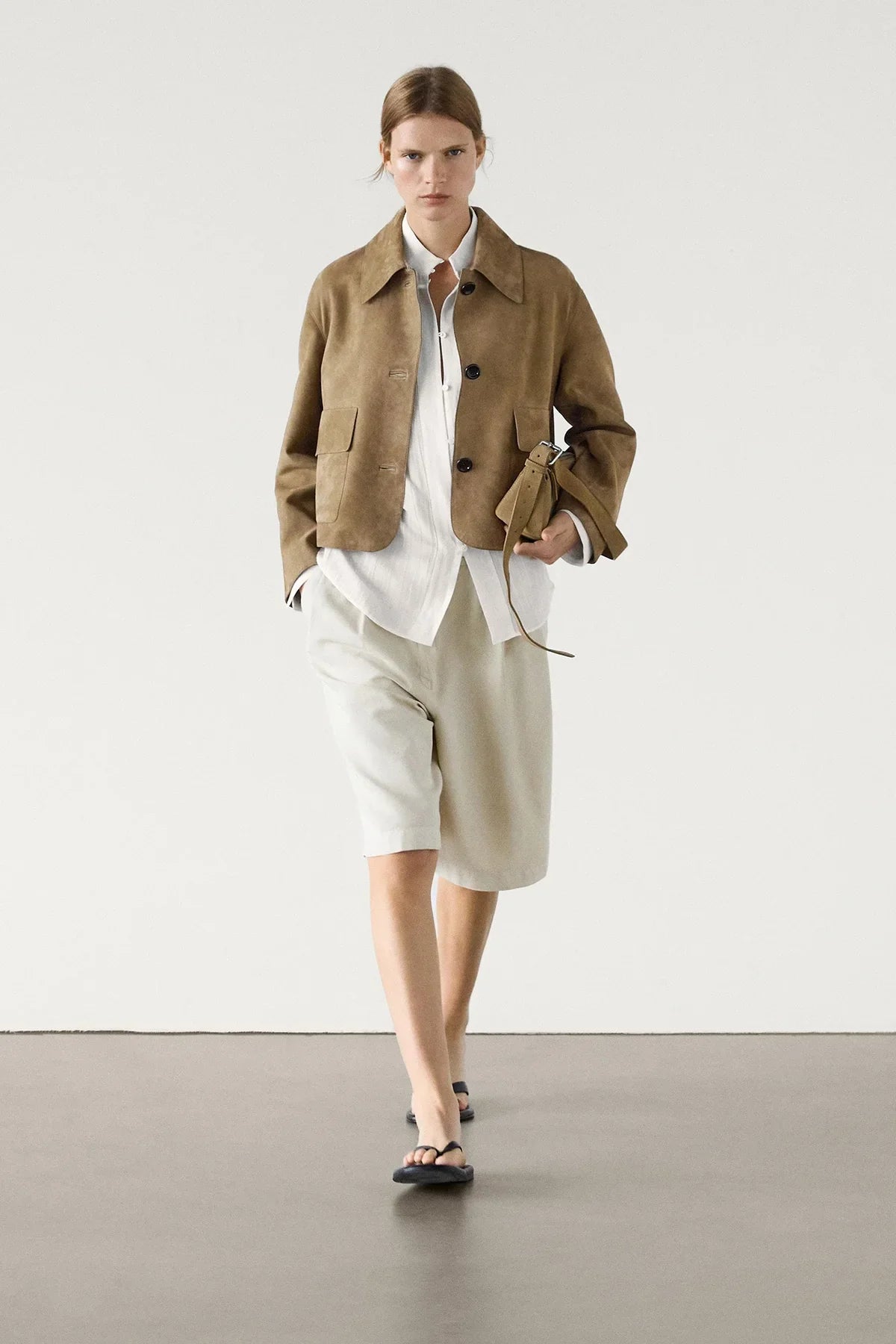 Aveline - Veste en Cuir Suédé avec Poches