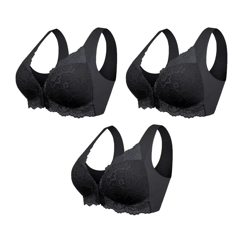 Cira - Soutien-gorge sans fil avec fermeture frontale (paquet de 3)