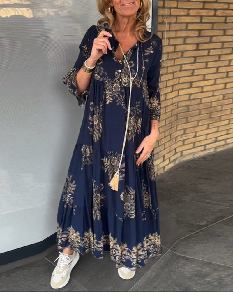 Meline - Robe Vintage Ample à Col V