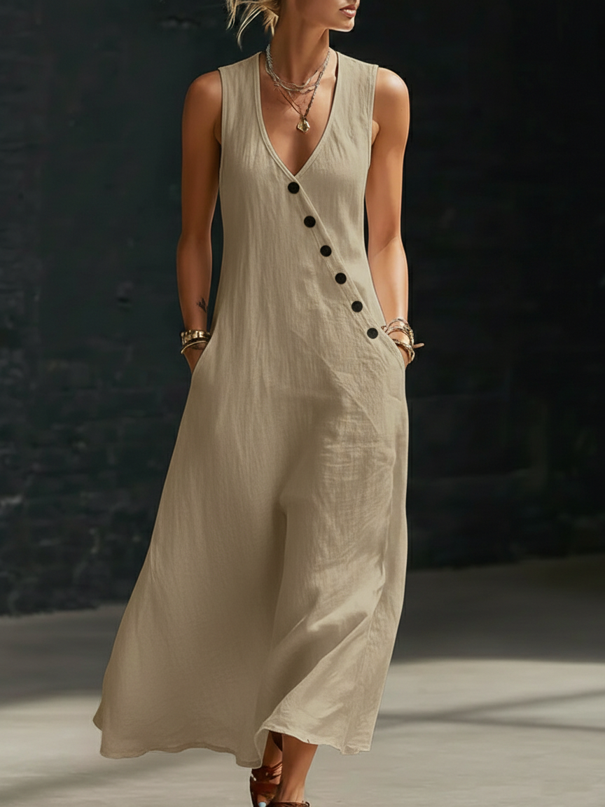 Fazira - Robe Femme Maxi Boutonnée Coupe Fluide Confort Quotidien