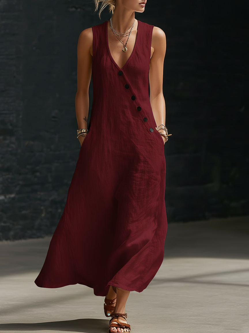 Fazira - Robe Femme Maxi Boutonnée Coupe Fluide Confort Quotidien