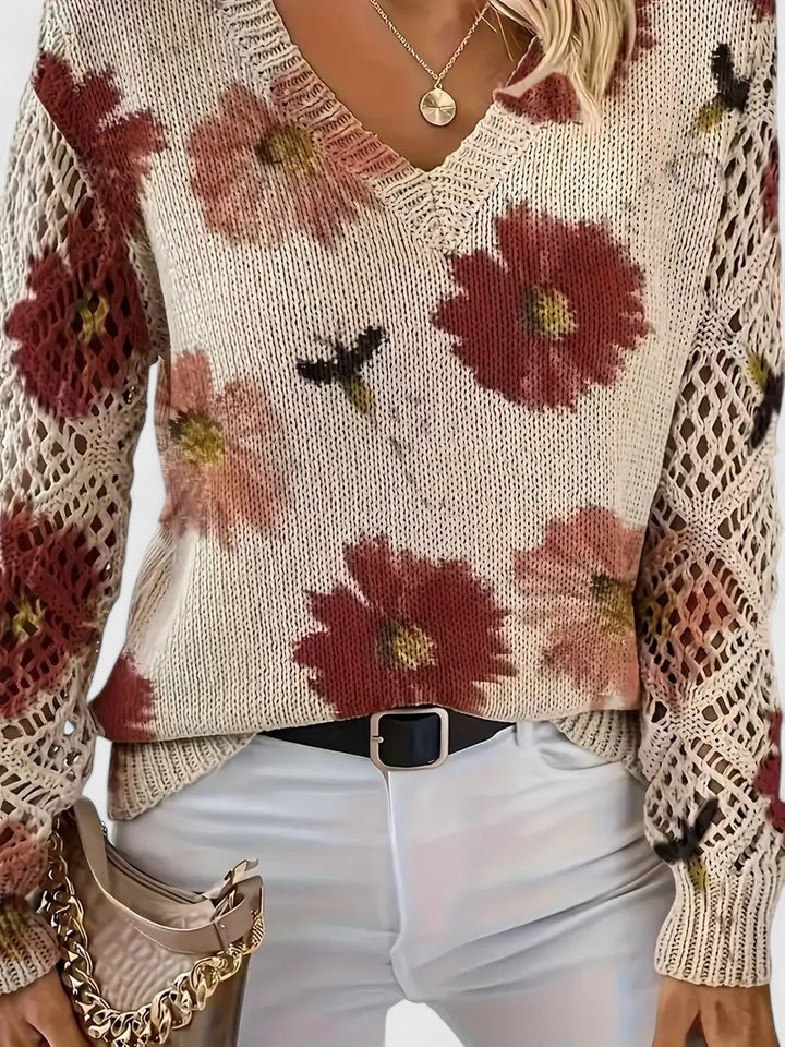 Marisavina -  Pull Floral Vintage Élégant