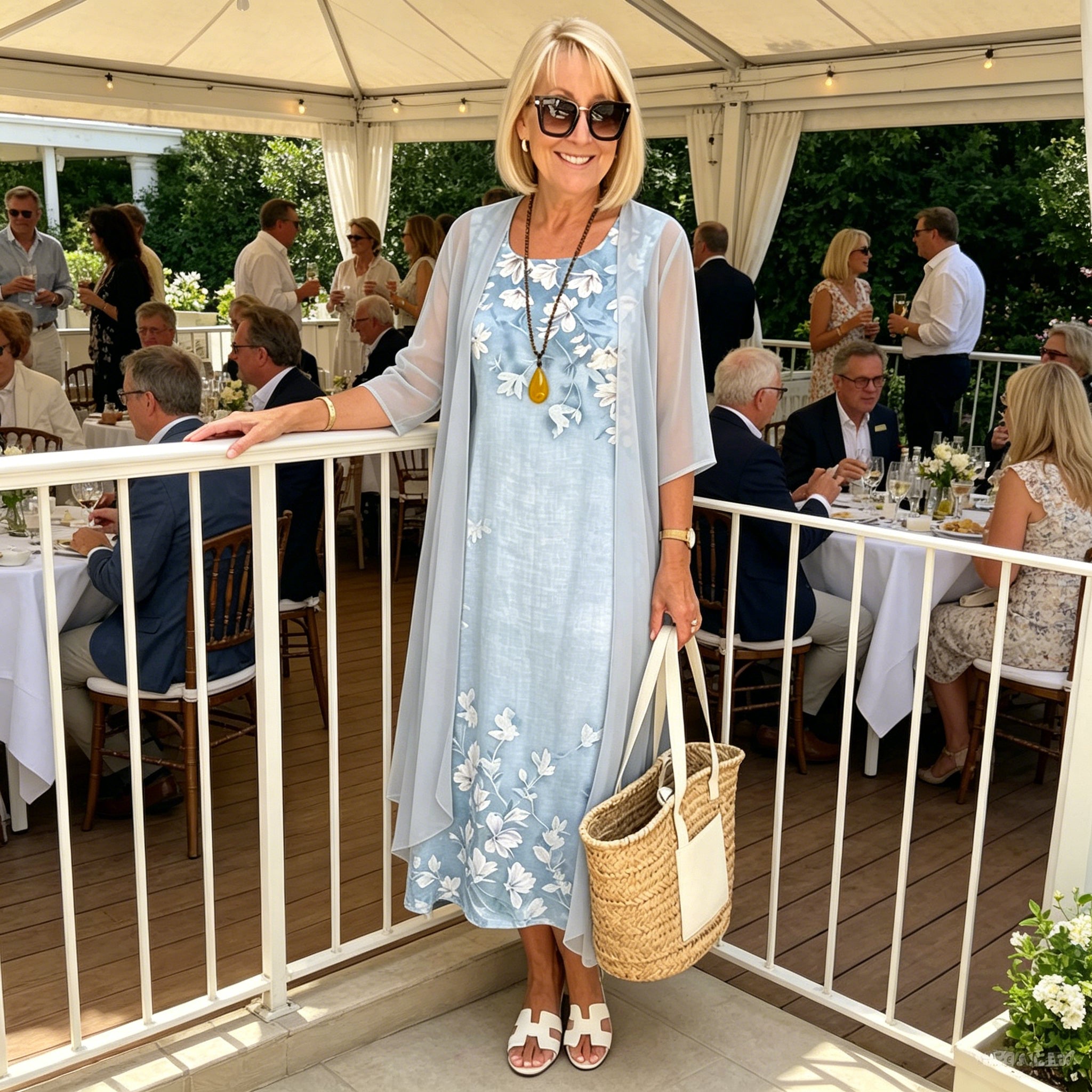 Nesoria - Ensemble robe femme deux pièces à imprimé floral style élégant