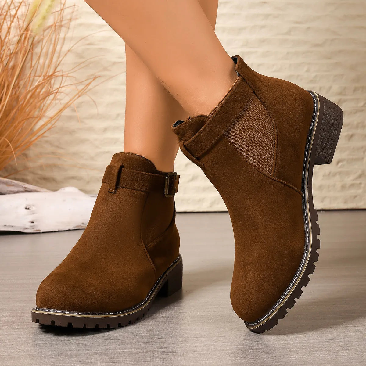Gisarae - Bottines Plates En Cuir Style Vintage Élégant