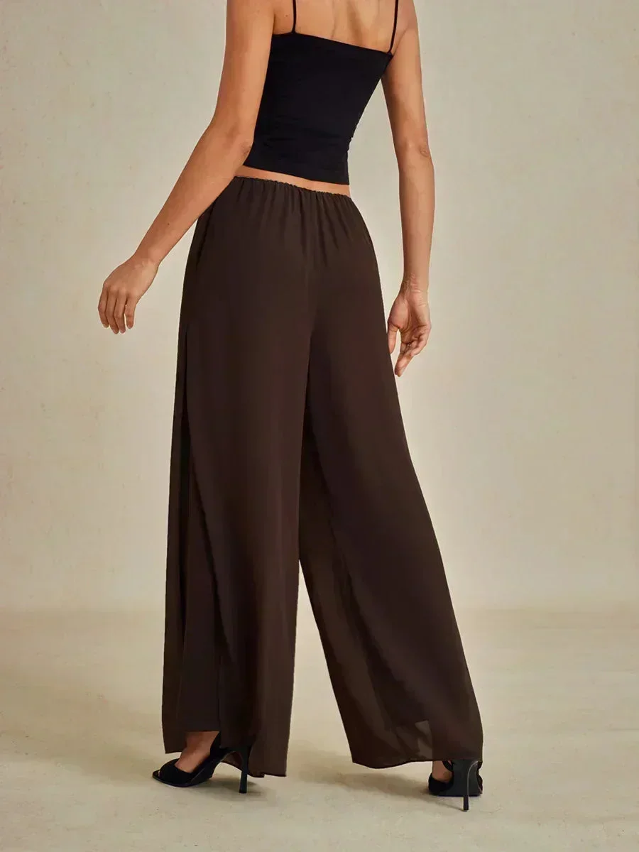 Marilivra - Pantalon À Jambes Droites Avec Fente En Chiffon