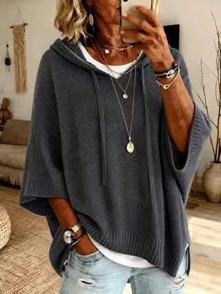 Vérène - Pull à capuche femme oversize en maille douce