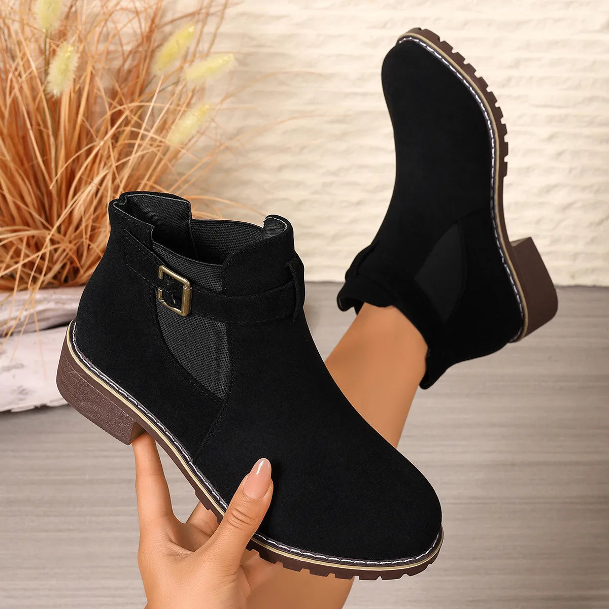 Gisarae - Bottines Plates En Cuir Style Vintage Élégant