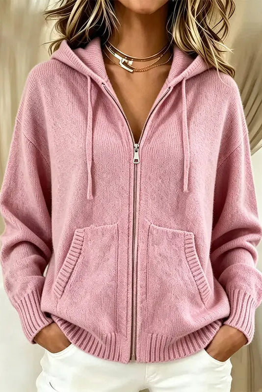 Charlène - Cardigan femme zippé à capuche en maille douce
