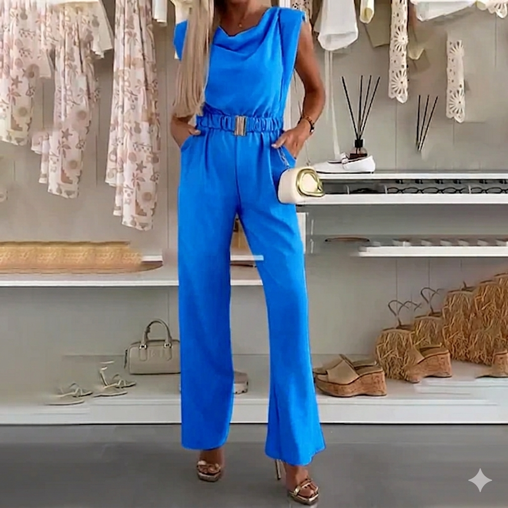 Loxellea - Combinaison Femme Fluide Taille Marquée Élégante Usage Quotidien