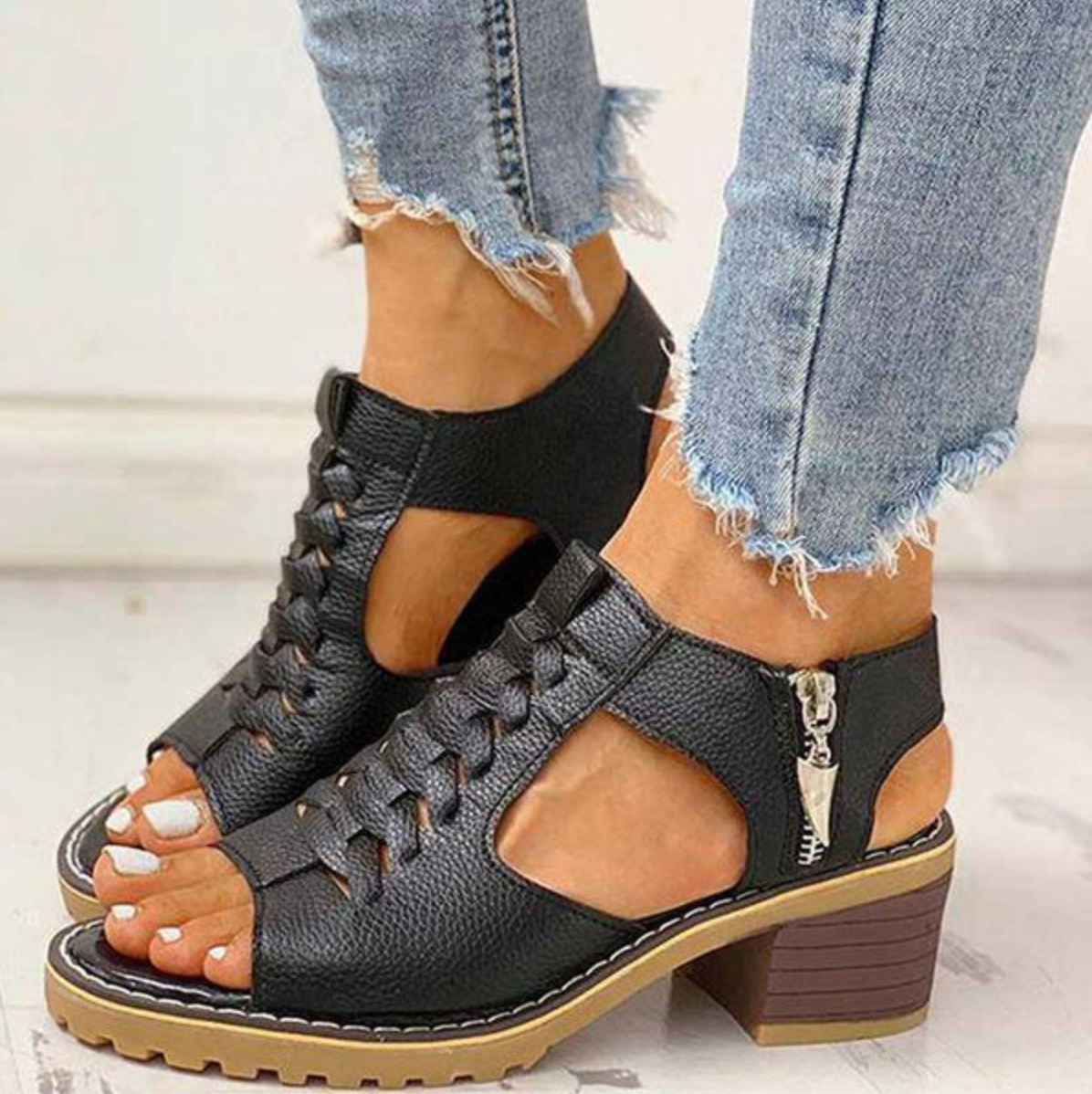 Gwenora - Sandales orthopédiques à talon bloc pour femmes