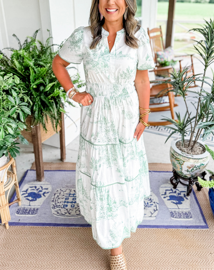 Selindra - Robe Maxi Classique à Imprimé Toile