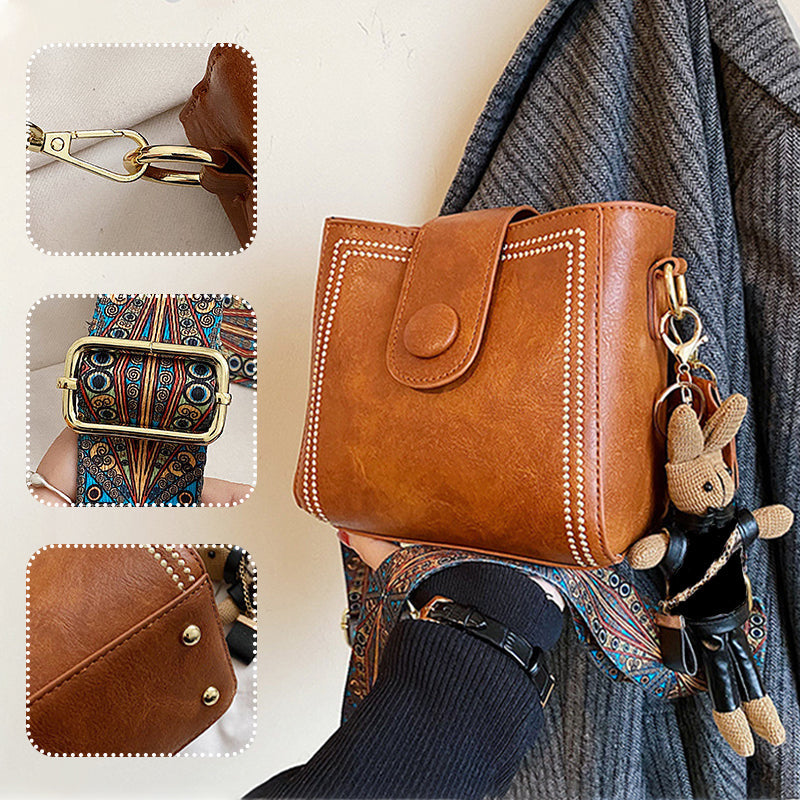 Marguerite - Sac Carré Rétro en PU Souple pour Femmes