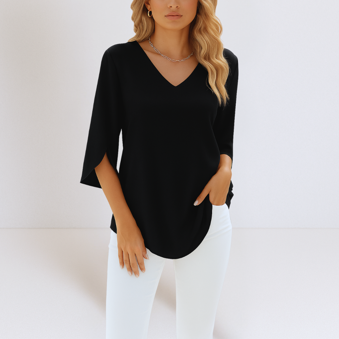 Rialta - Blouse élégante à col en V et manches fendues