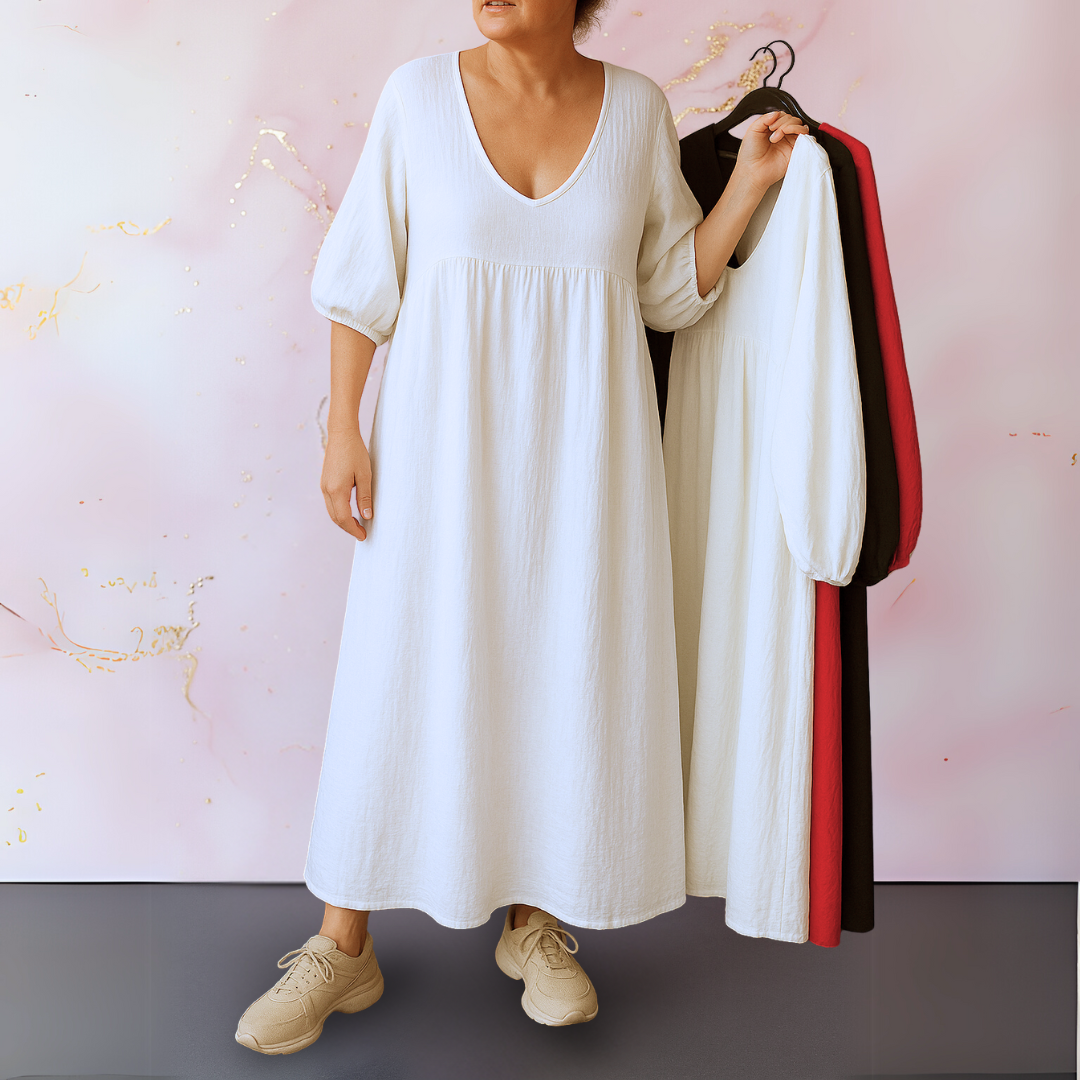 Cléo - Robe Unicolore avec V-hals