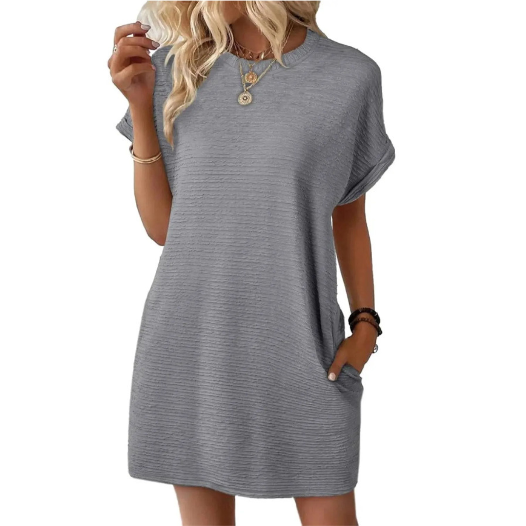 Aurellia - Robe d’été femme à col rond et coupe décontractée