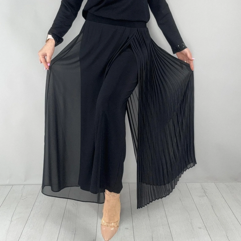Helissavine - Pantalon Type Culotte Avec Couches Transparentes Et Plis