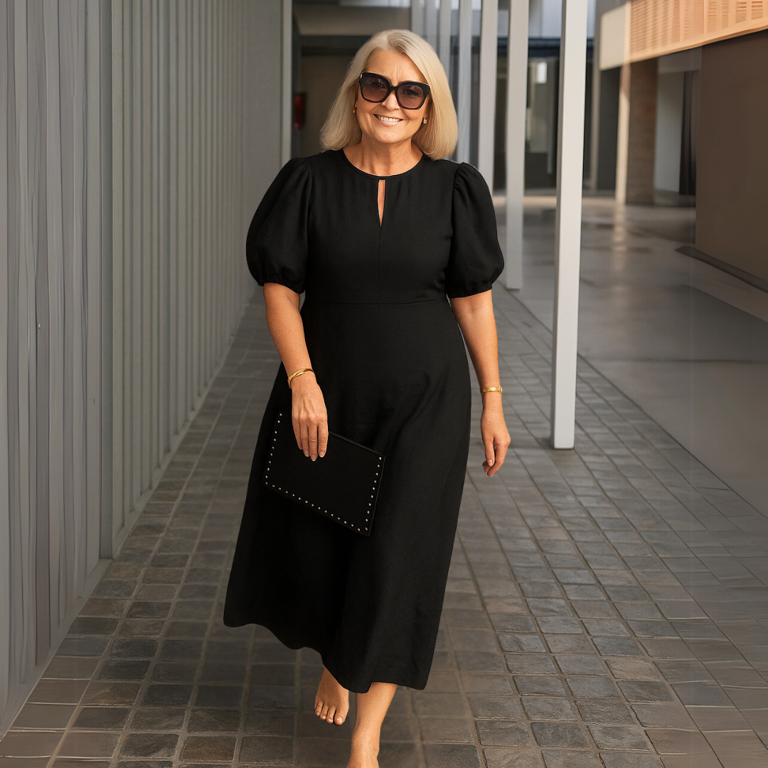 Catalina - Robe unie élégante avec décolleté en V