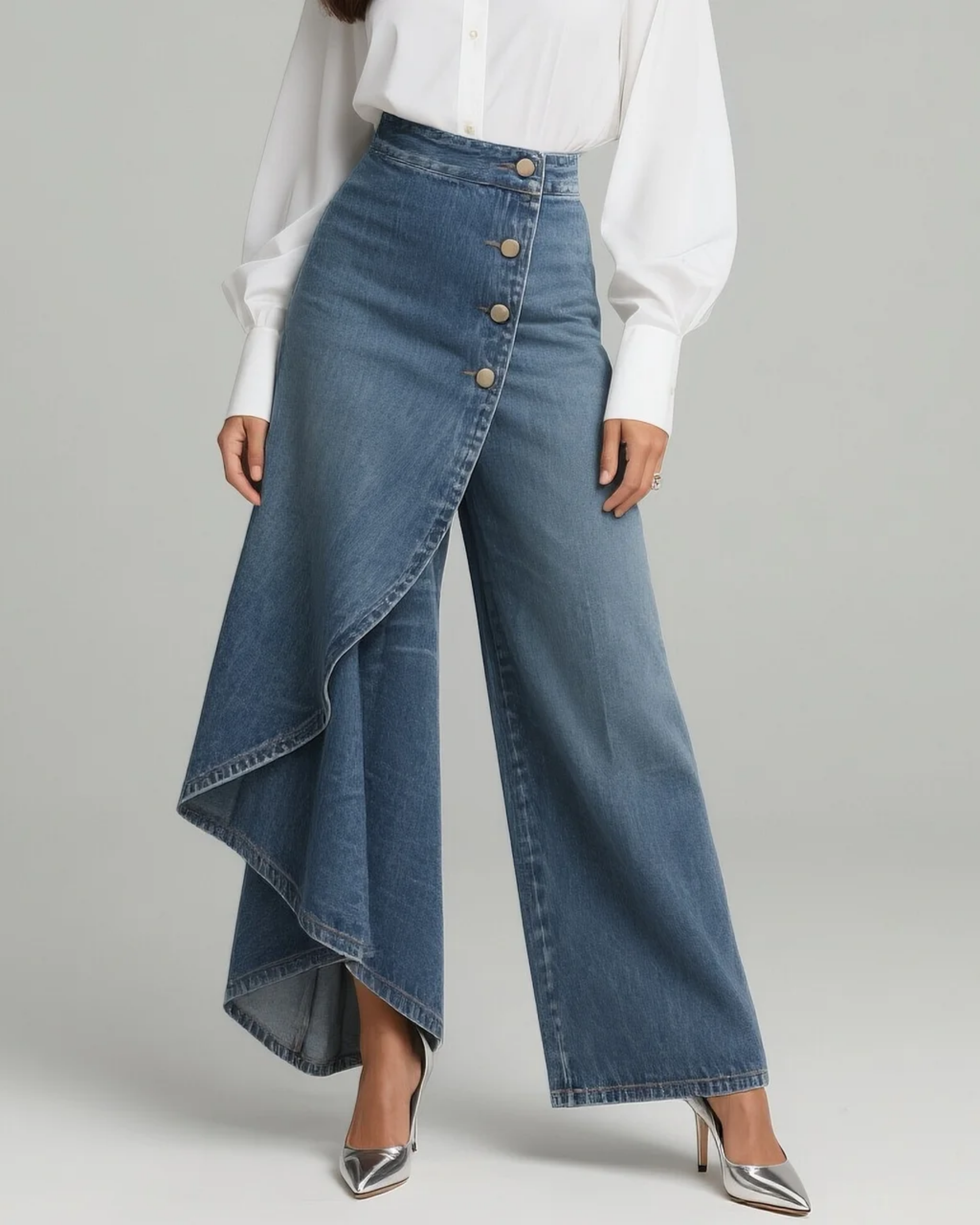 Pavellea - Jean Large À Effet Jupe Croisée En Denim