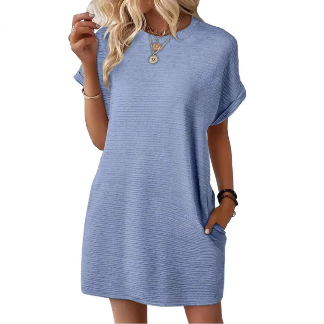 Aurellia - Robe d’été femme à col rond et coupe décontractée