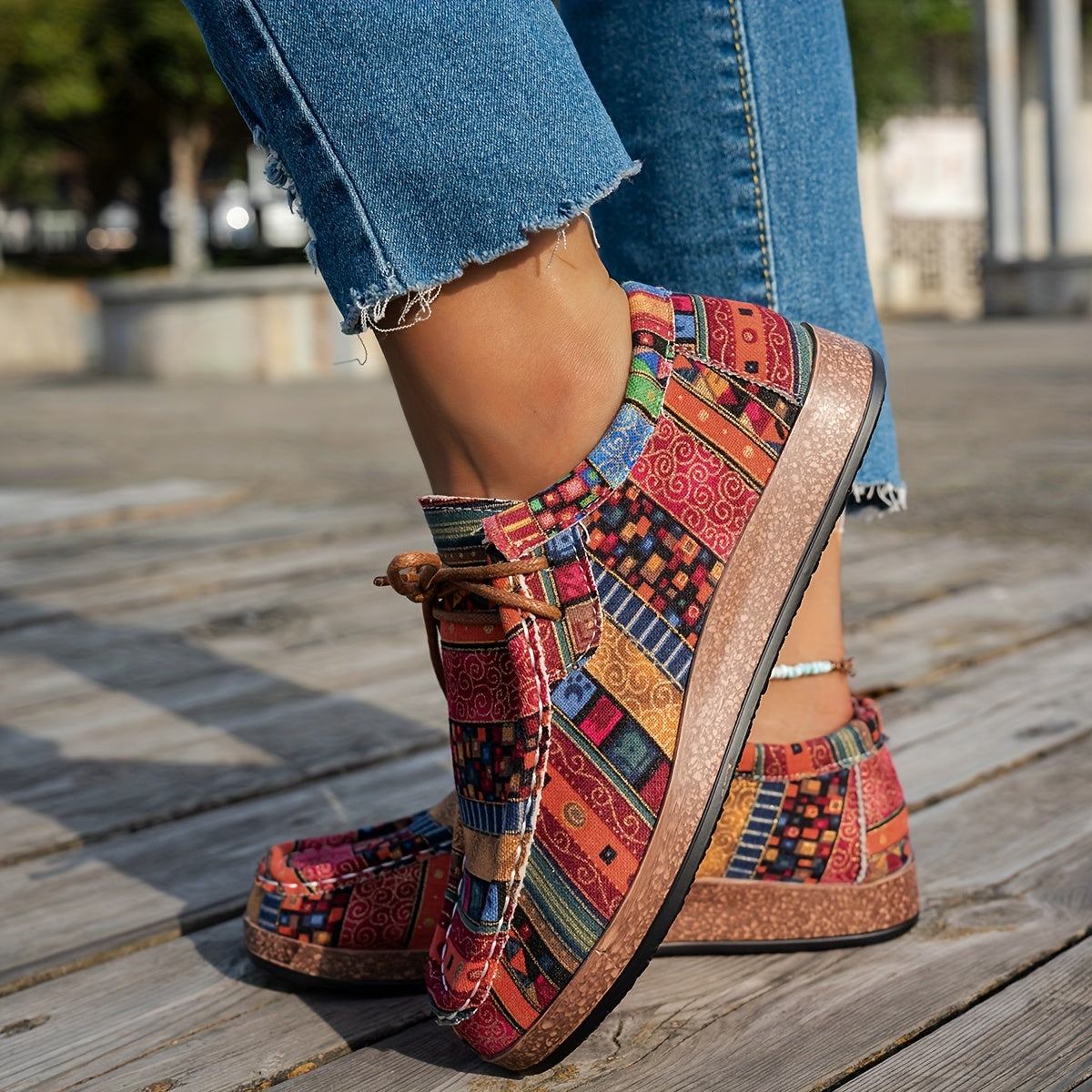 Éléonore - Baskets femme patchwork à lacets pour confort quotidien