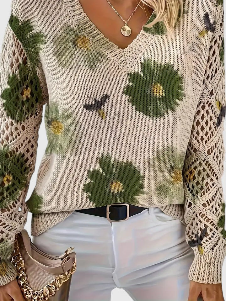Marisavina -  Pull Floral Vintage Élégant
