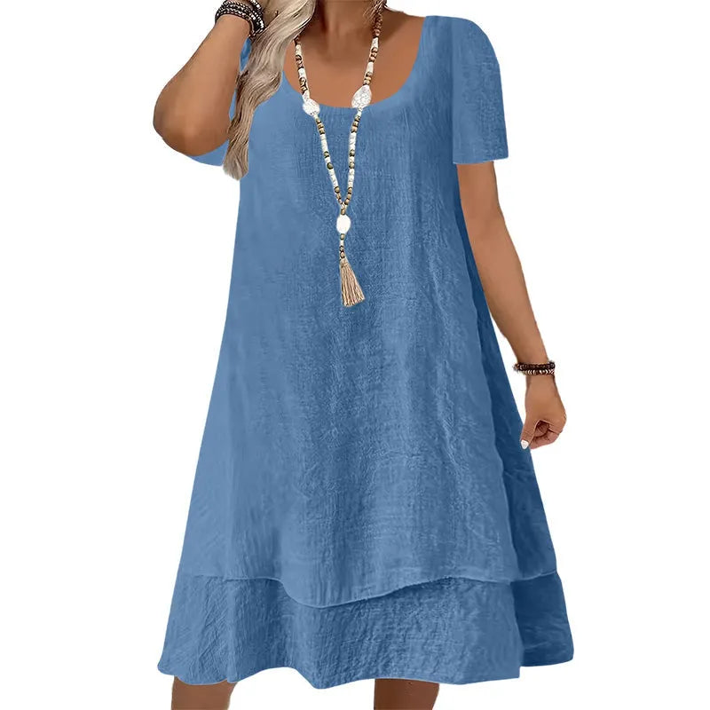 Briellea - Robe femme ample à col rond et manches courtes