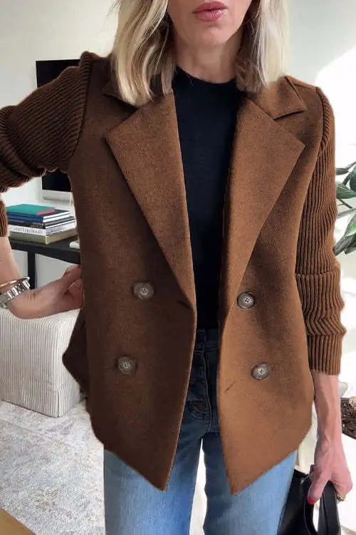 Augustine - Manteau Décontracté à Col avec Manches Patchwork