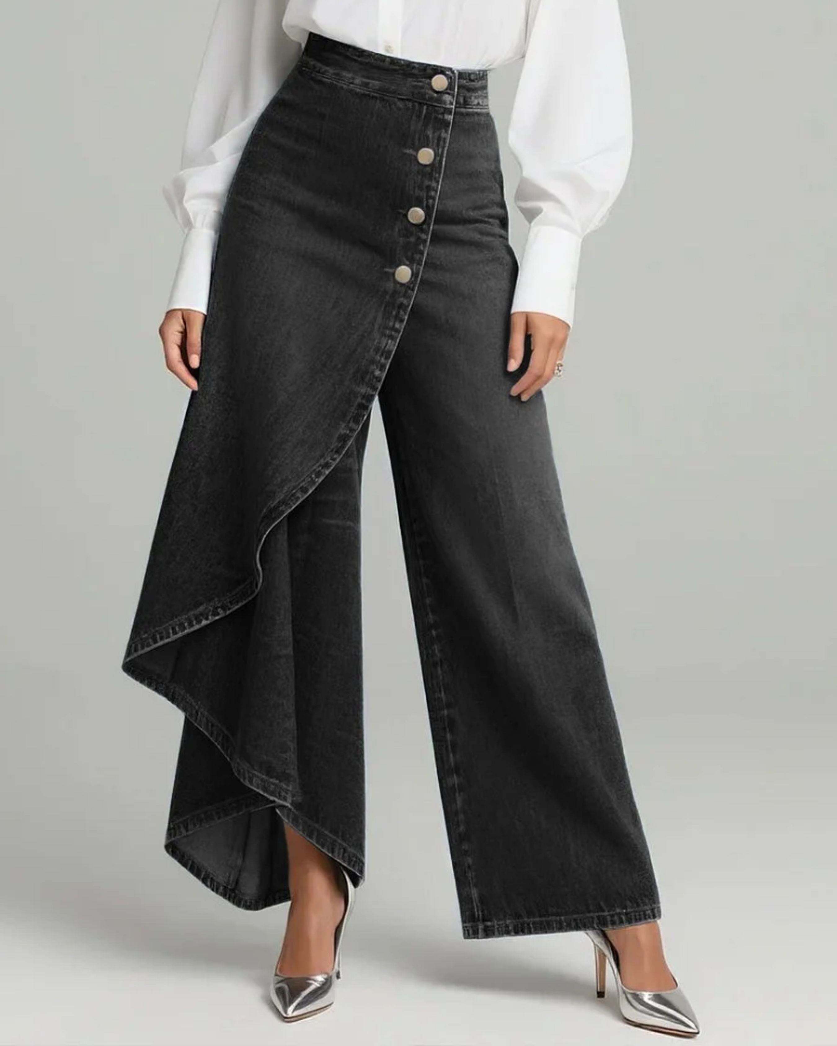 Pavellea - Jean Large À Effet Jupe Croisée En Denim