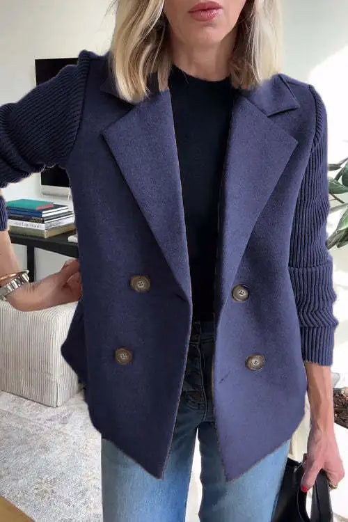 Augustine - Manteau Décontracté à Col avec Manches Patchwork