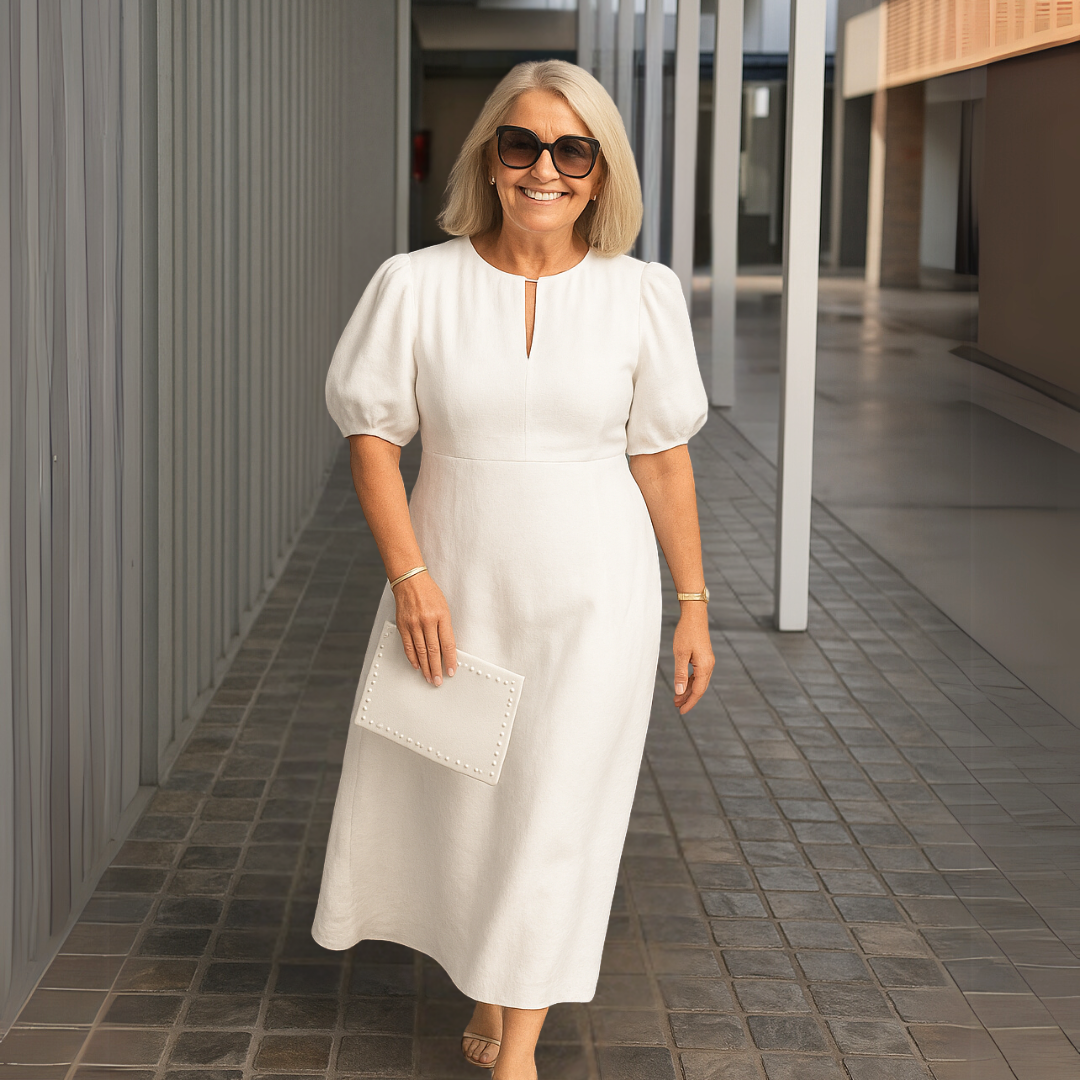 Catalina - Robe unie élégante avec décolleté en V
