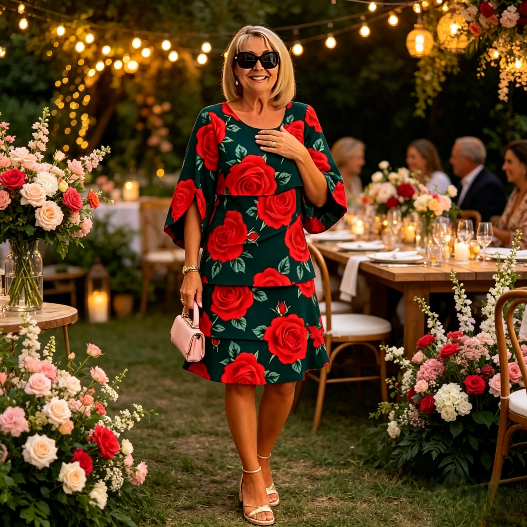 Qyvelle - Robe Femme Imprimé Floral Coupe Ample Manches Fluides Style Élégant