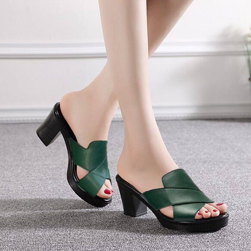 Izyra - Sandales Femme Confort Semelle Épaisse Talon Moyen Style Quotidien