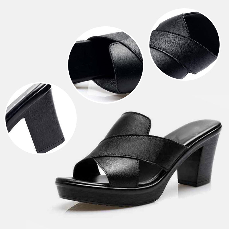 Izyra - Sandales Femme Confort Semelle Épaisse Talon Moyen Style Quotidien